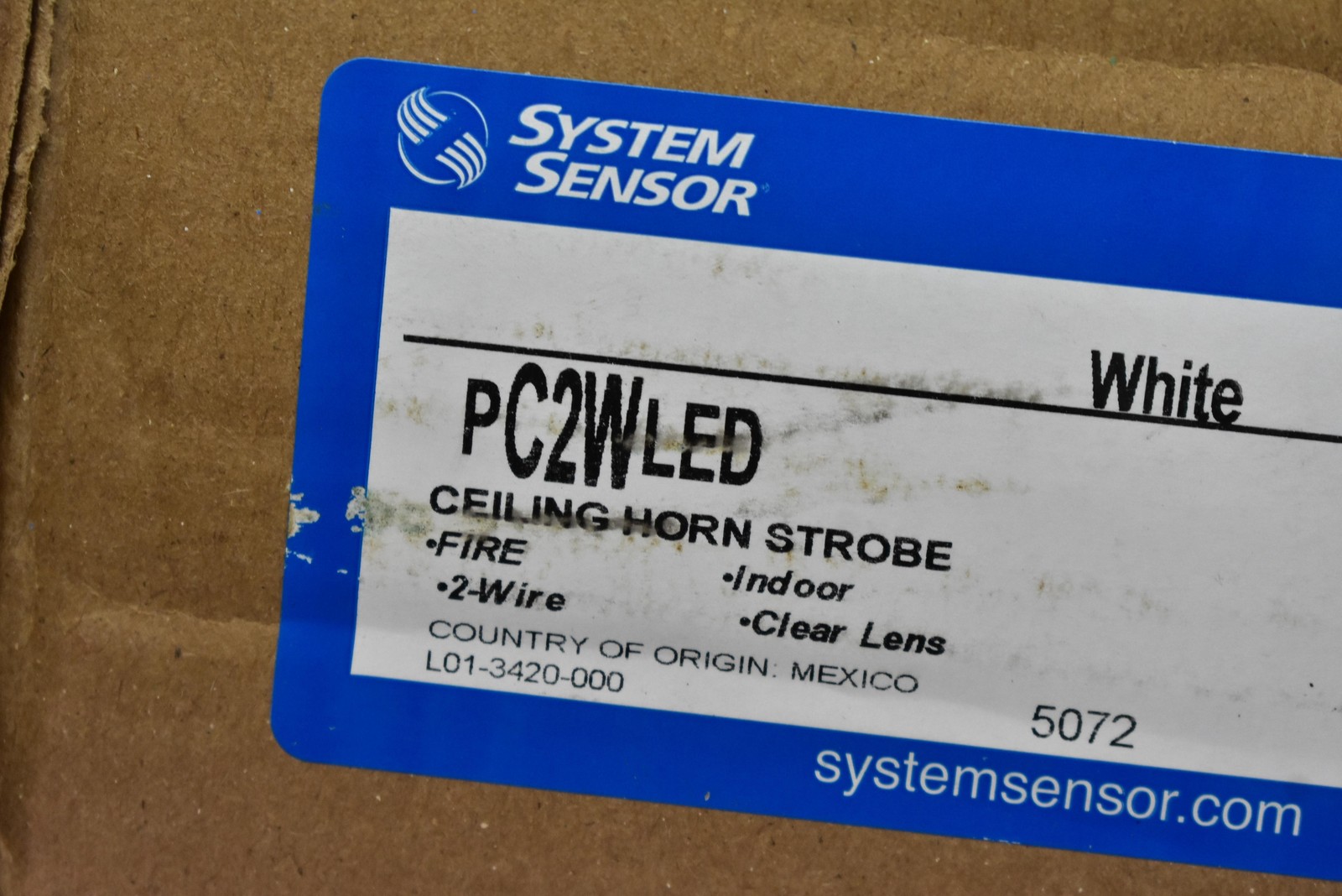 System Sensor PC2WL-LED Horn Strobe Fire Alarm 2-Wire Indoor Clear Lens Ceiling