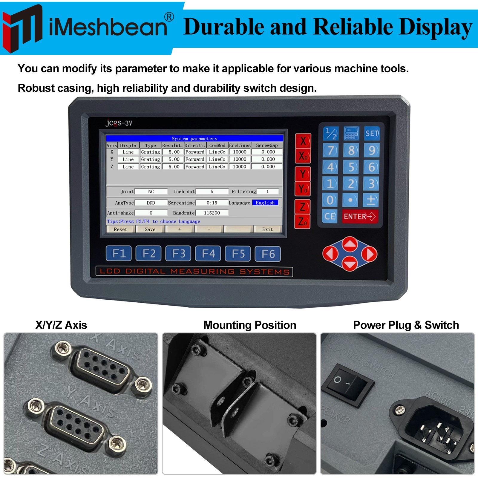US 2/3Axis Digital Readout DRO Display Linear Scale Encoder for Bridgeport Mill