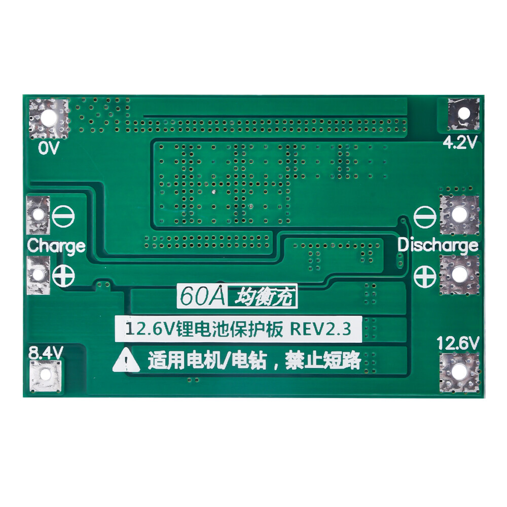 3S 13.6V 60A 18650 Li-ion Battery Charge PCB Protection Enhanced/Balanced Board