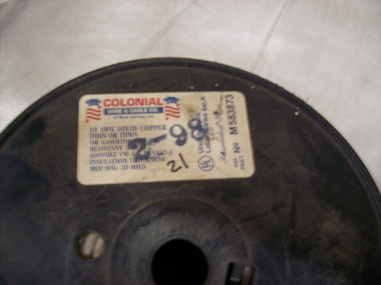 #21) NEW Spool of Electric Wire – 10 Guage Solid 165′ White