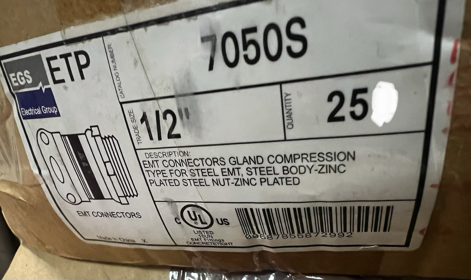 ** Lot of 50 **7050S Compression Type EMT 1/2″ Connector – NEW