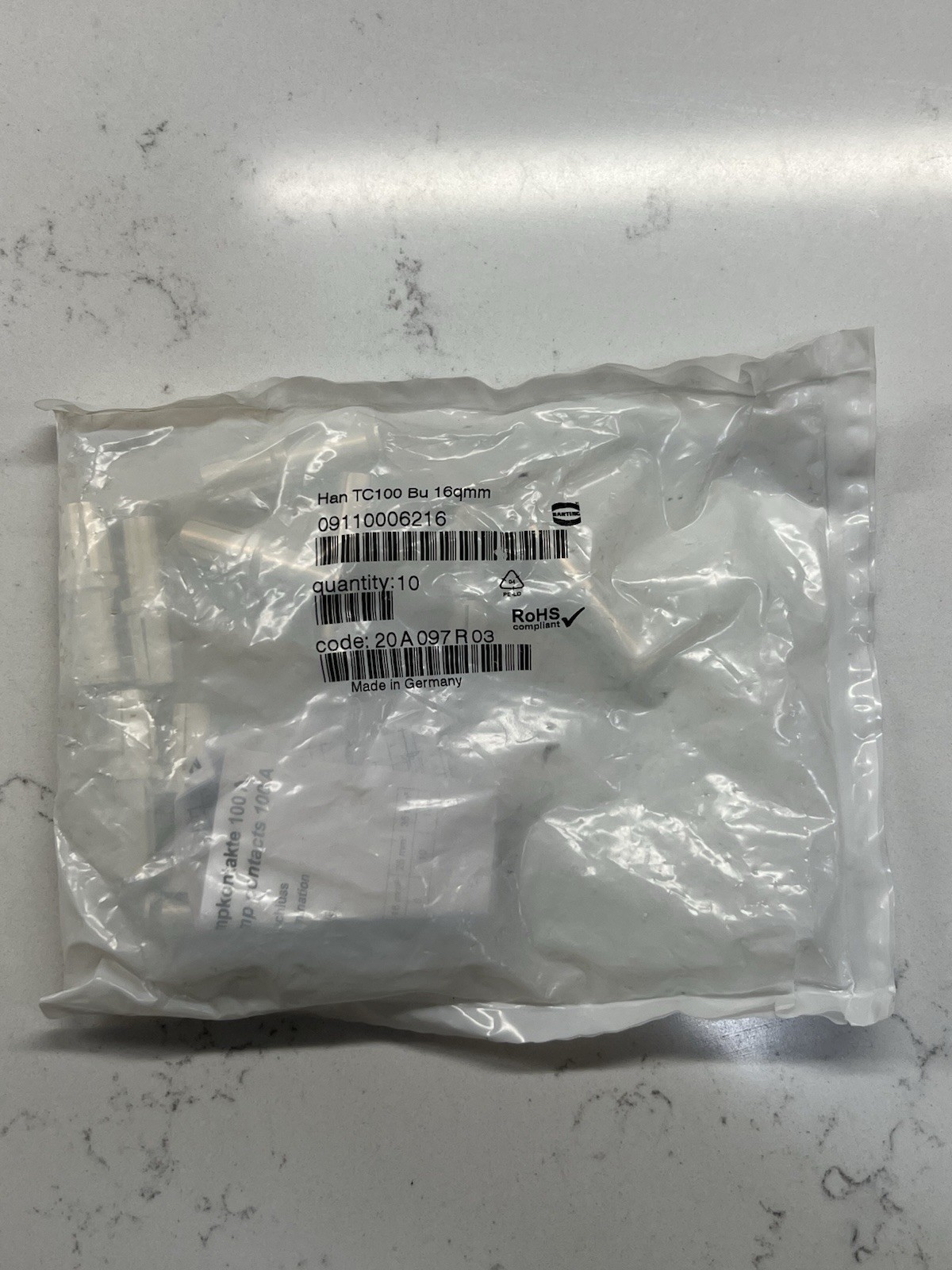 Harting 09110006216 Han TC100 Female Contact 16mm (Lot of 10)