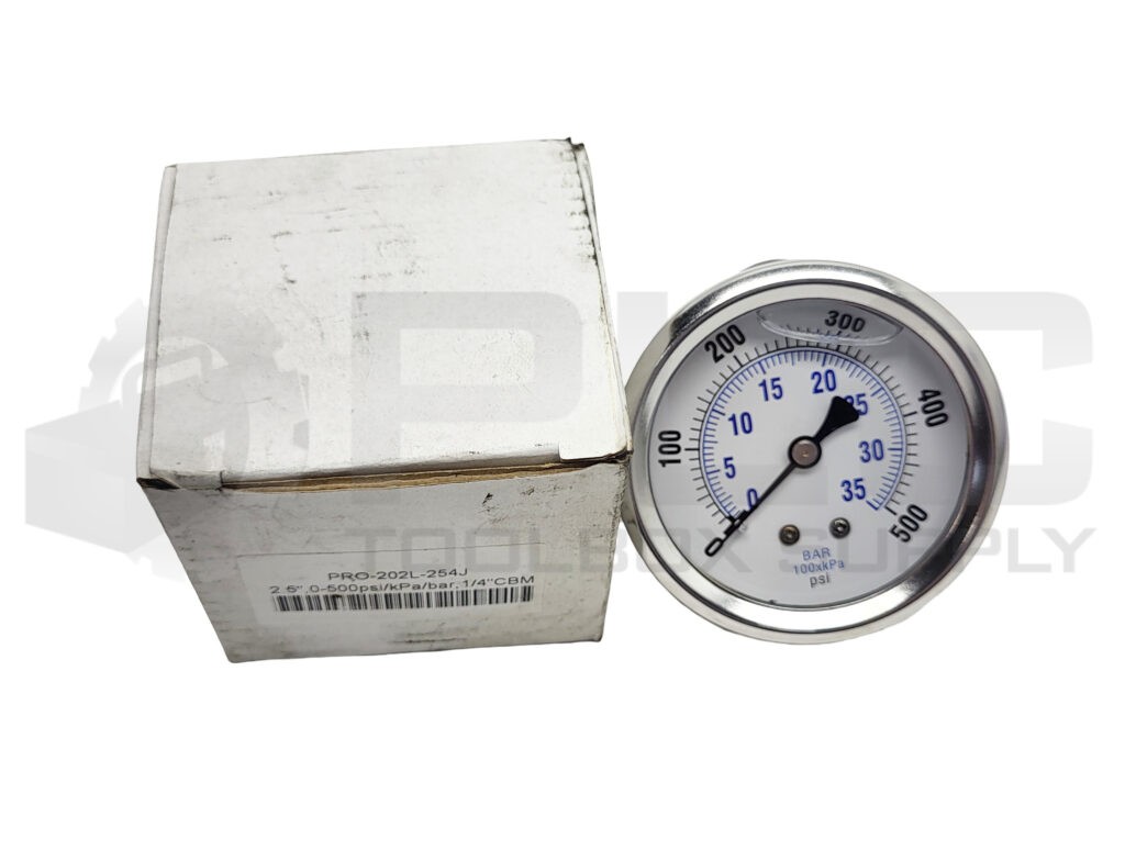 NEW PRO-202L-254J PRESSURE GAUGE 2.5″ 0-500PSI 1/4″ CBM