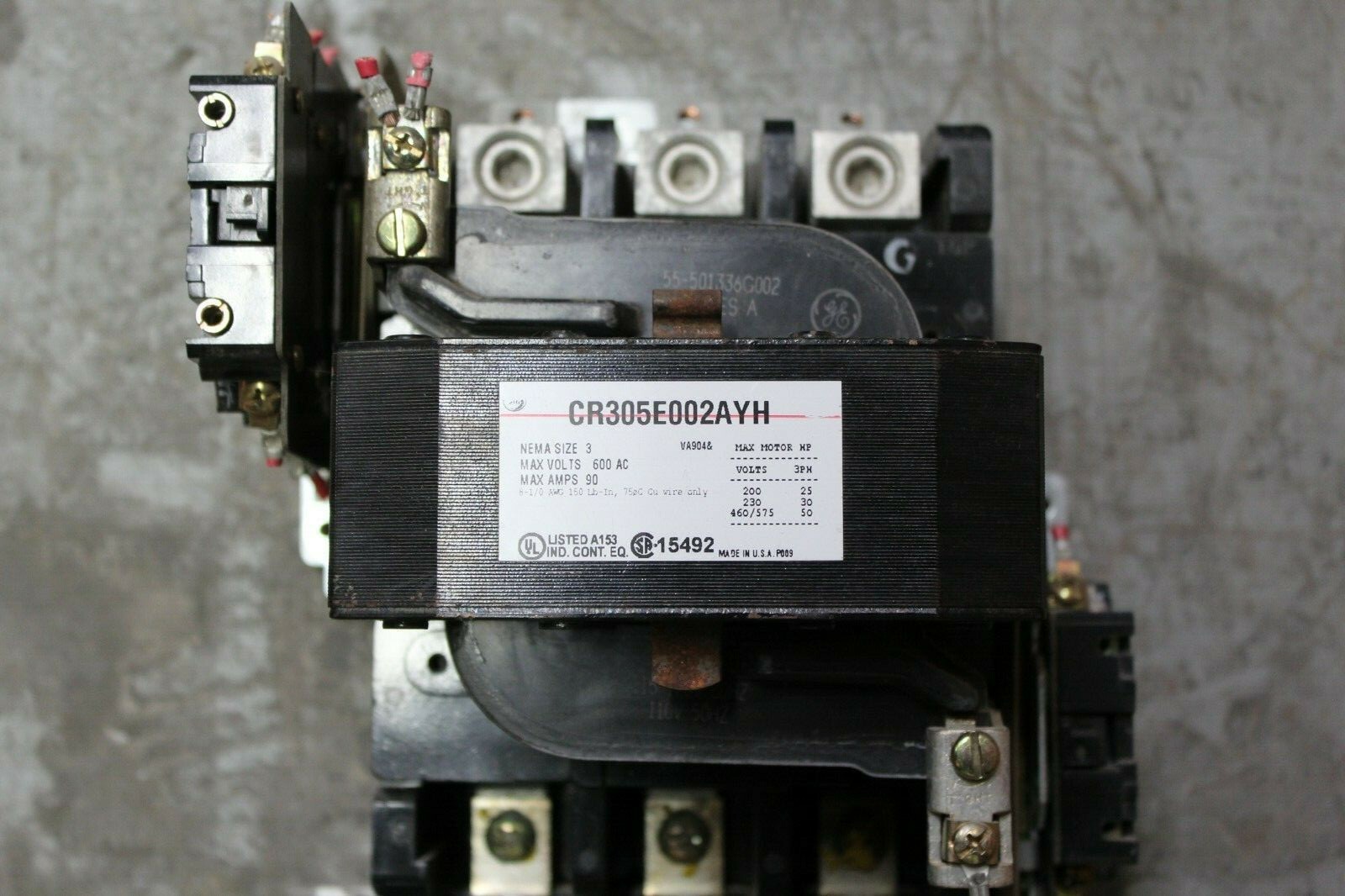 GE – GENERAL ELECTRIC – CR305E002AYH NEMA SIZE 3 90 AMP MOTOR STARTER