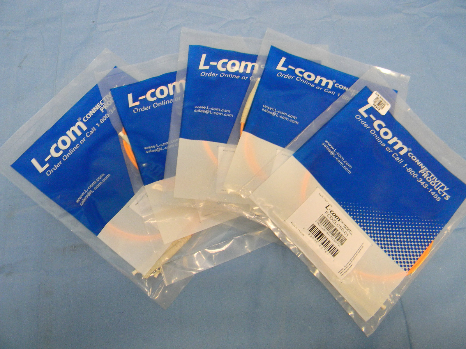 (5) NEW L-Com FODZLC50-01 OM2 50/125 Duplex Multimode Fiber Optic Cables