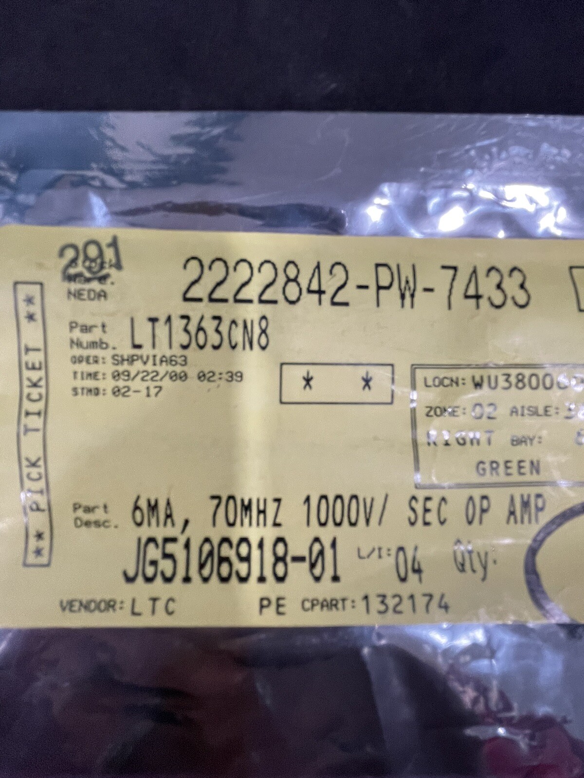 LT1363CN8 IC OP AMP SINGLE VOLTAGE FEEDBACK 8-PIN DIP LINEAR TECH (LOT OF 1)