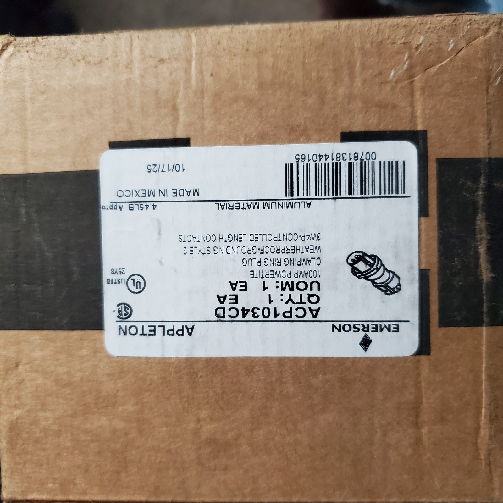 Emerson ACP1034CD / Appleton clamping ring plug