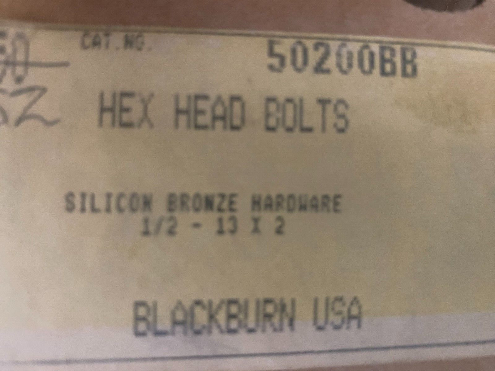 Blackburn USA 50200BB Silicon bronze hex head 1/2 X 13 X 2 Bolt