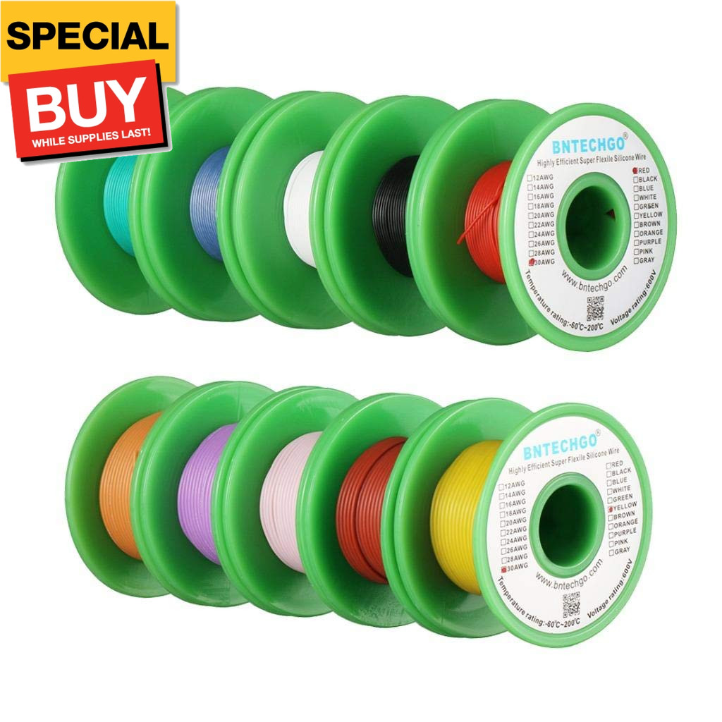 30 Gauge Silicone Wire Kit 10 Color Each 25 ft Flexible 30 AWG Stranded Tinned C
