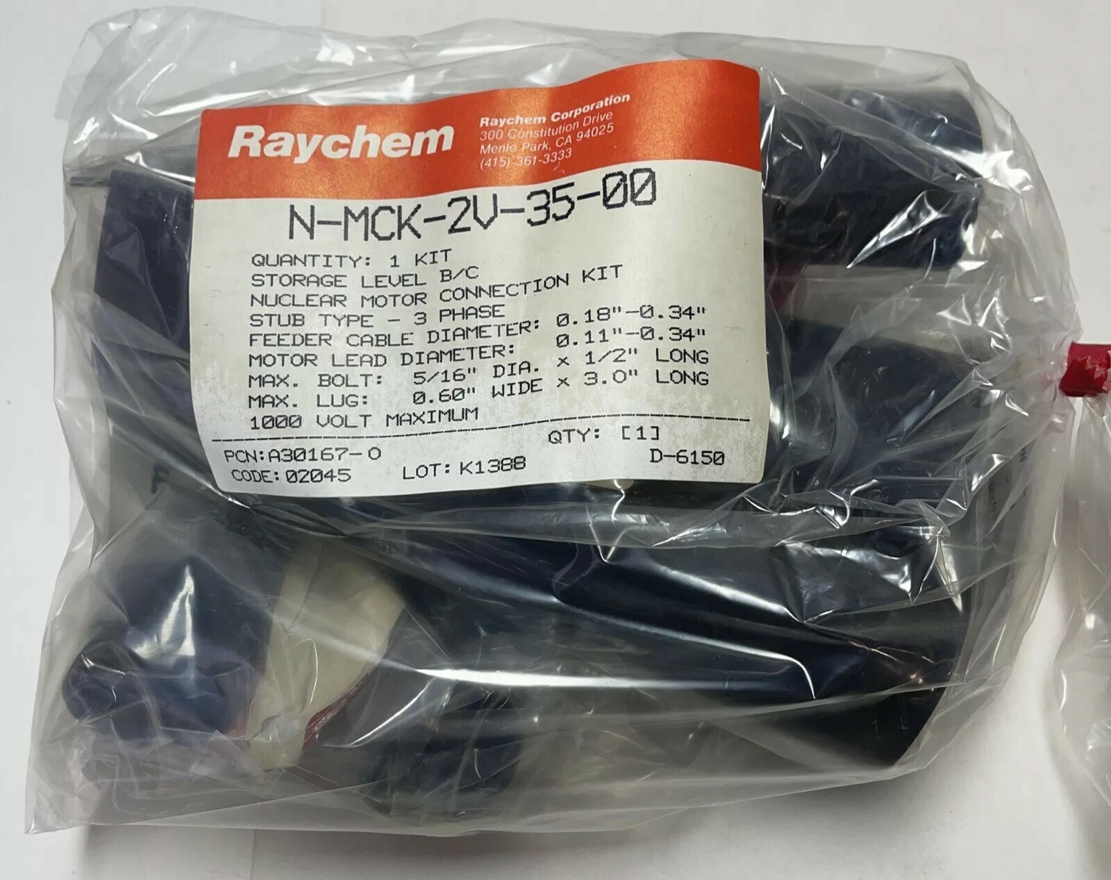 *NEW* Raychem N-MCK-2V-35-00 3ph Motor Connection Kit 1000VAC + Warranty!!