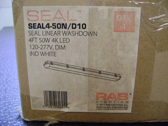 LED Linear Washdown Light 4Ft 50W 4K LED 120-277V Dim Ind White, 4000K