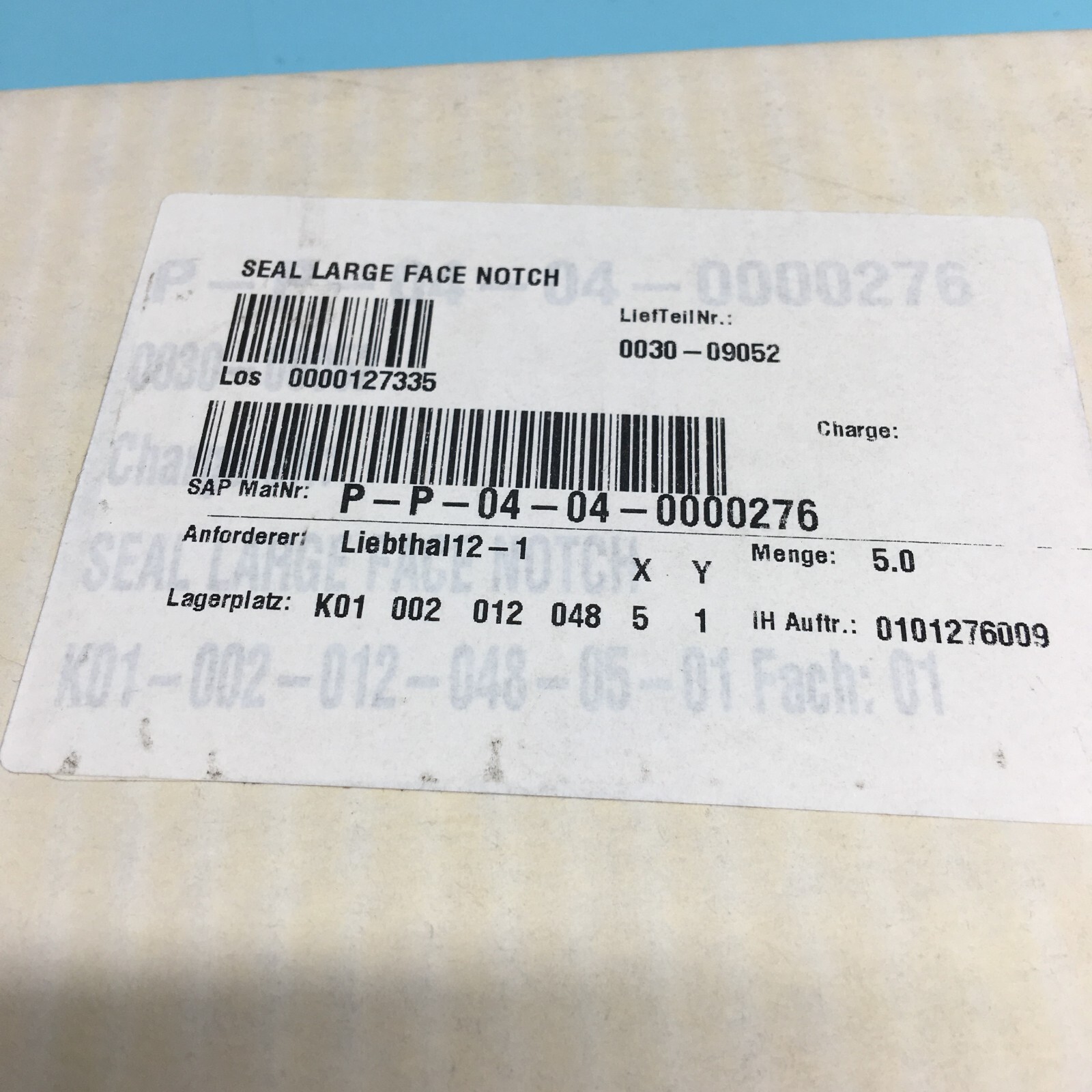 AMAT 0030-09052 SEAL, LARGE FACE, NOTCH CHEMRAZ 512, 200, 155481