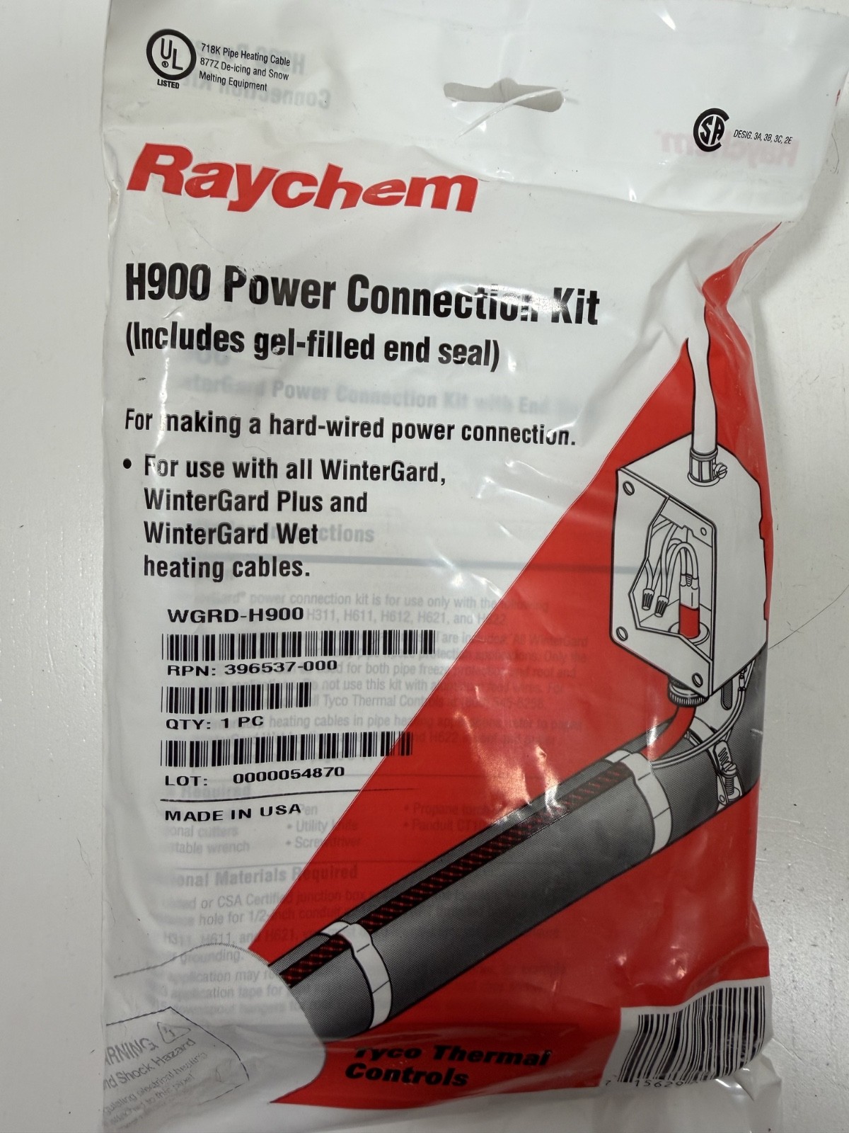 Raychen H900 Power Connection Kit WGRD-H900 Roof Heating Cable Tyco Thermal NOS