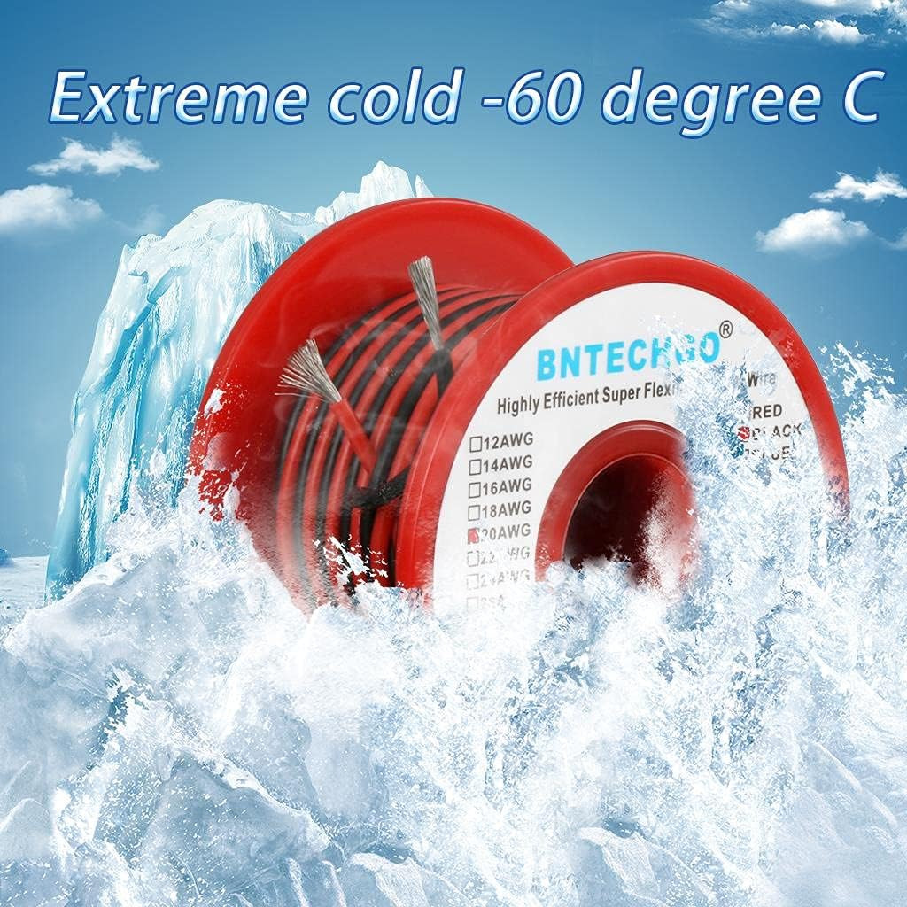 20 Gauge Silicone Wire Spool Red and Black Each 25Ft 2 Separate Wires Flexible 2
