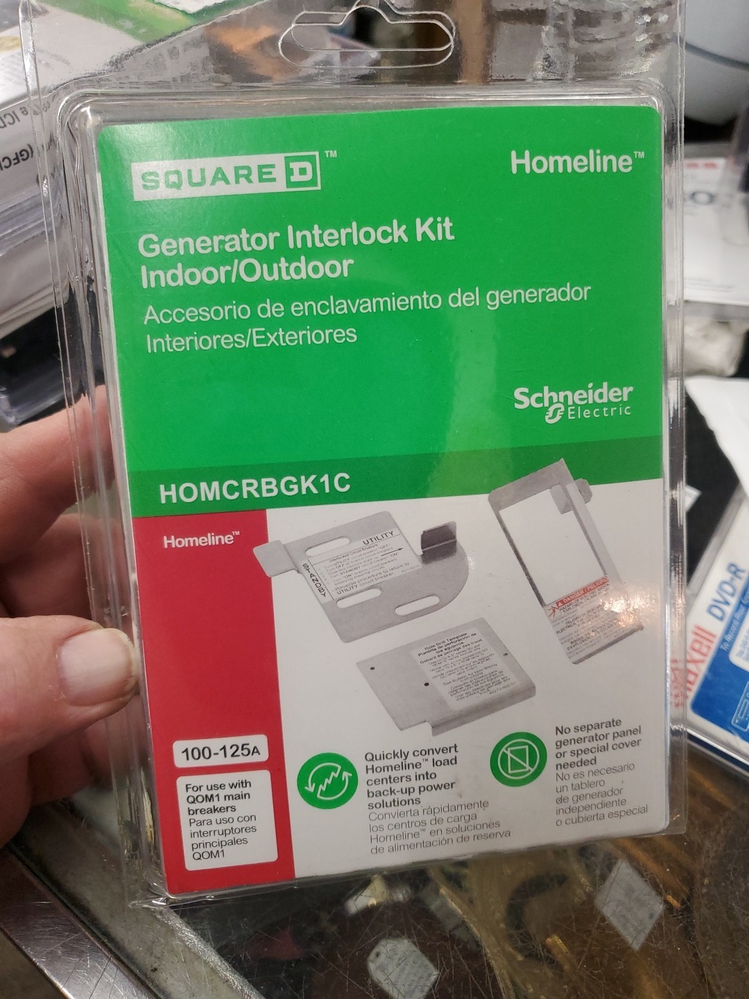 SQUARE D HOMCRBGK1C 100-125A INDOOR/OUTDOOR GENERATOR INTERLOCK KIT