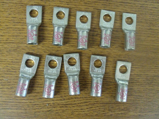 New 10 pc OEC 3/8″ Single Hole Compression Lugs 1/0 AWG Pink B24