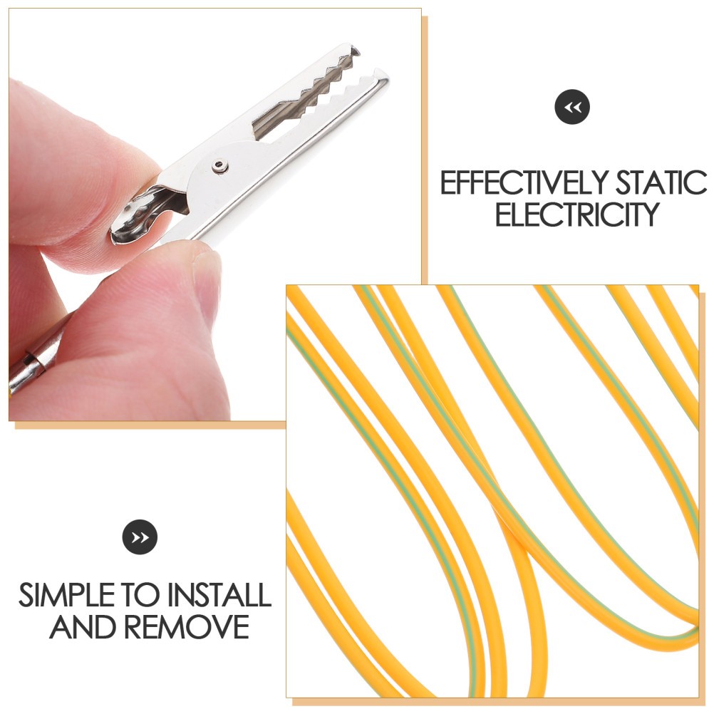5Pcs Lightweight Anti Static Ground Cable Cord with Metal Clamps for Home Safety