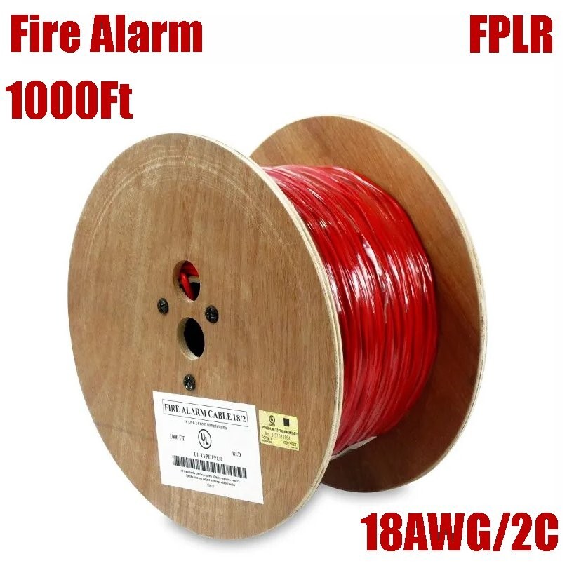 1000FT 18AWG 2C Fire Alarm Cable Solid Bare Copper Wire Unshielded FPLR Cord UL
