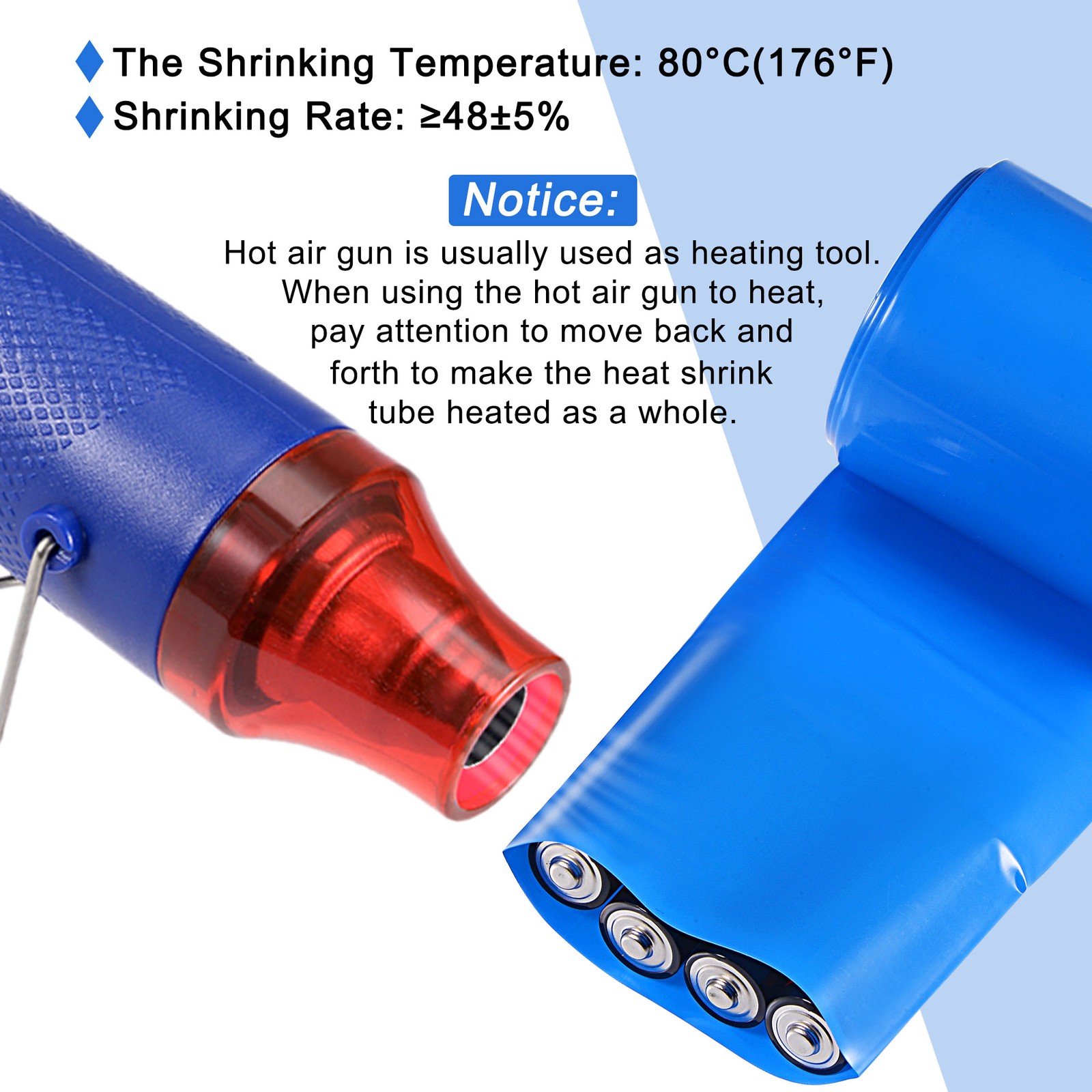 Battery Wrap Heat Shrink Tubing 63mm Dia 100mm Flat 2m Blue