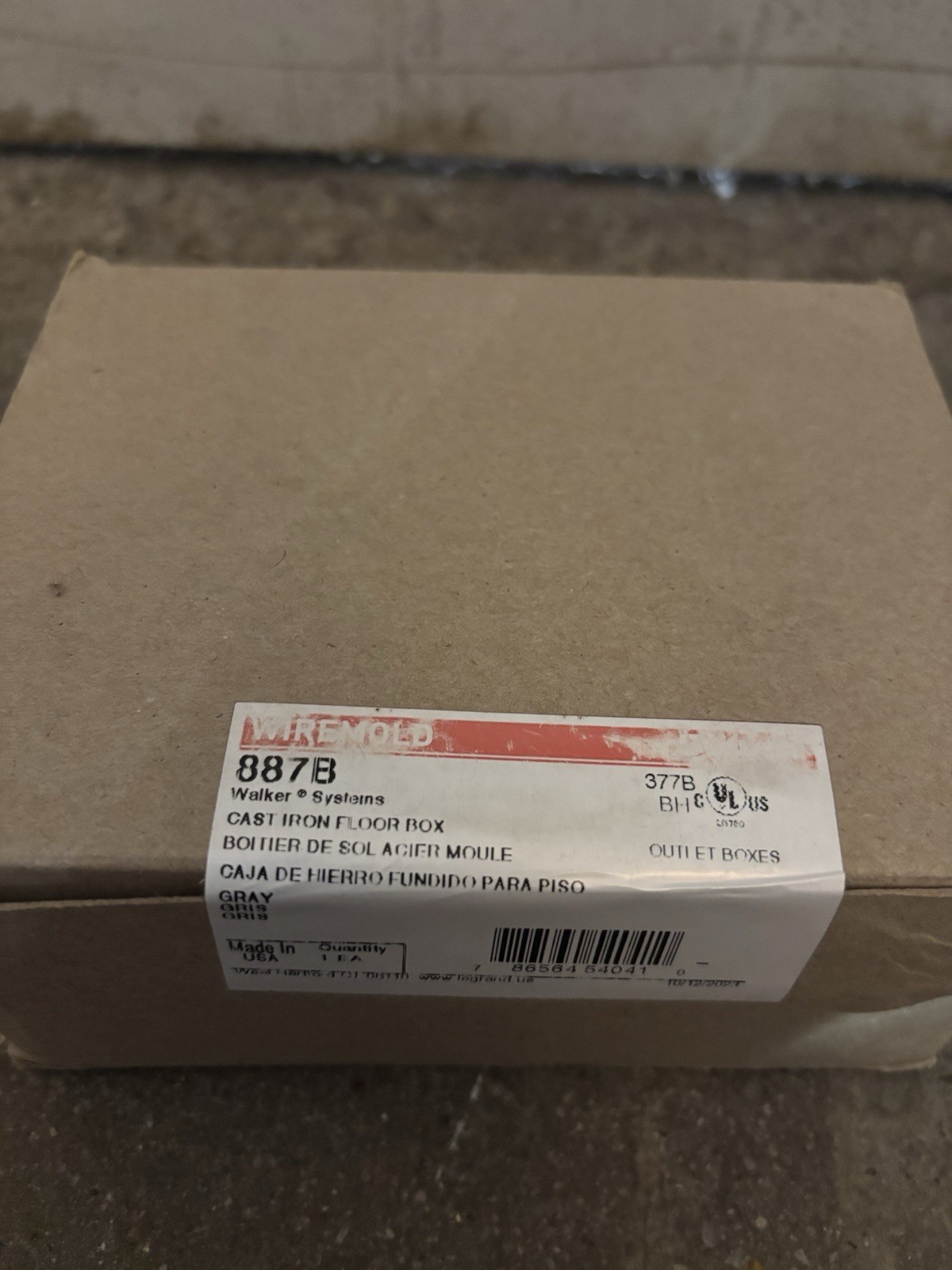 Wiremold 887B, Single Service, Metal, Fully Adjustable, Floor Box, 1pc