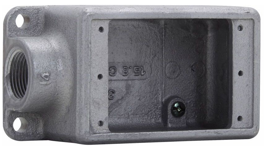 Crouse-Hinds FD3, Cast Device Box, 1 De Iron Fd Bx Sgl Gng Mtg Lugs, 2 PC