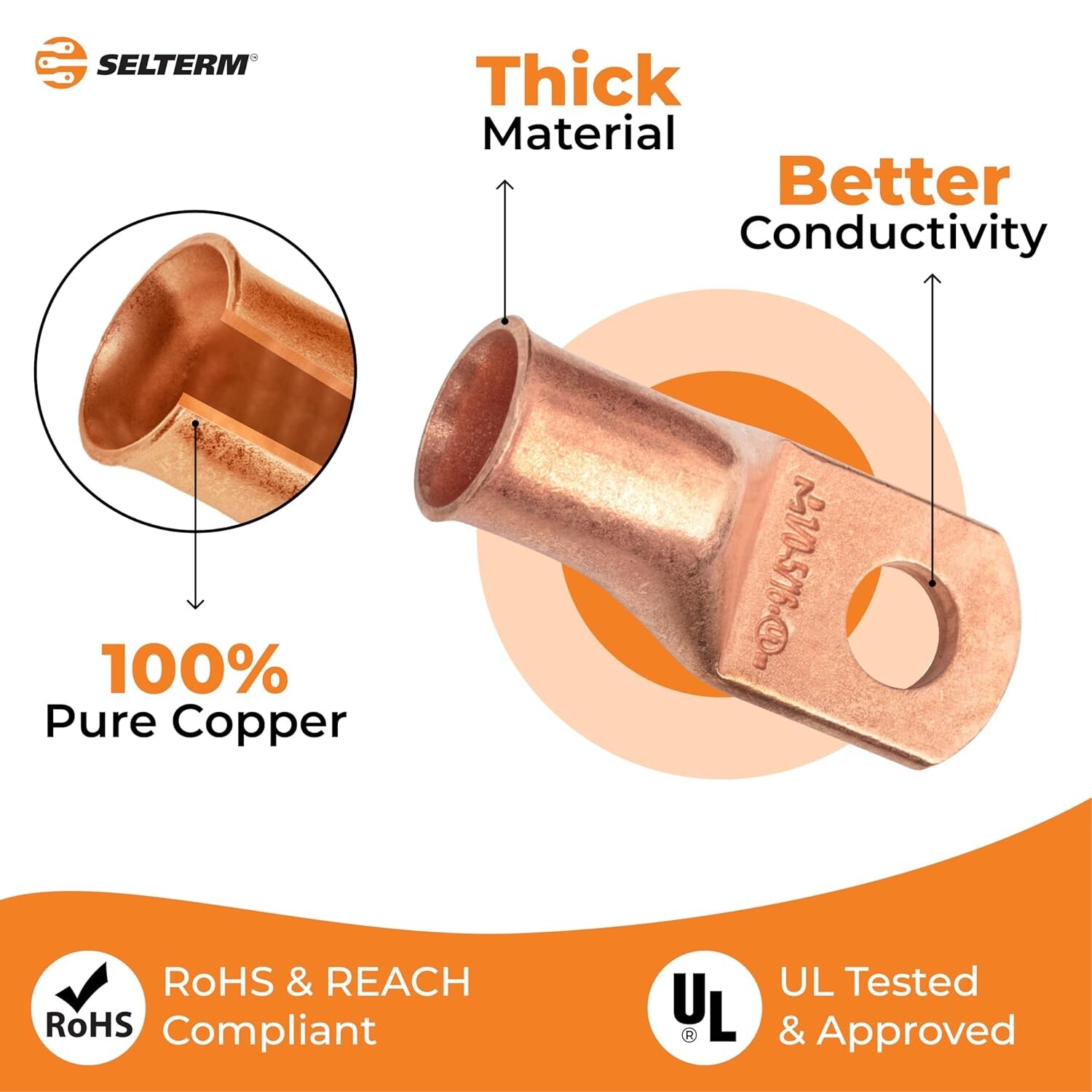 Six 1/0 AWG 0 Gauge Copper Battery Cable (14″) & Copper Lugs – Solar/Inverter