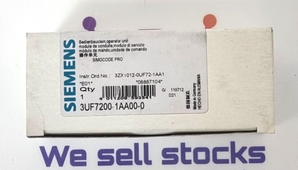 SIEMENS SIMOCODE PRO 3UF7200-1AA00-0 Operator Unit