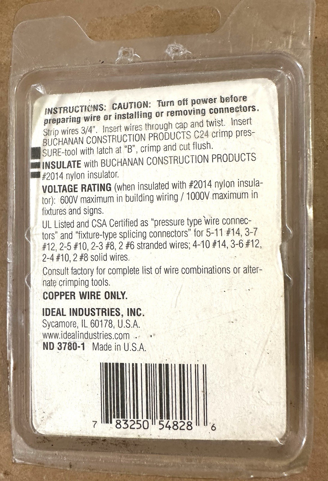 Buchanan Splice Cap Wire Connectors 2011SC For Copper Wire USA – Quantity 50