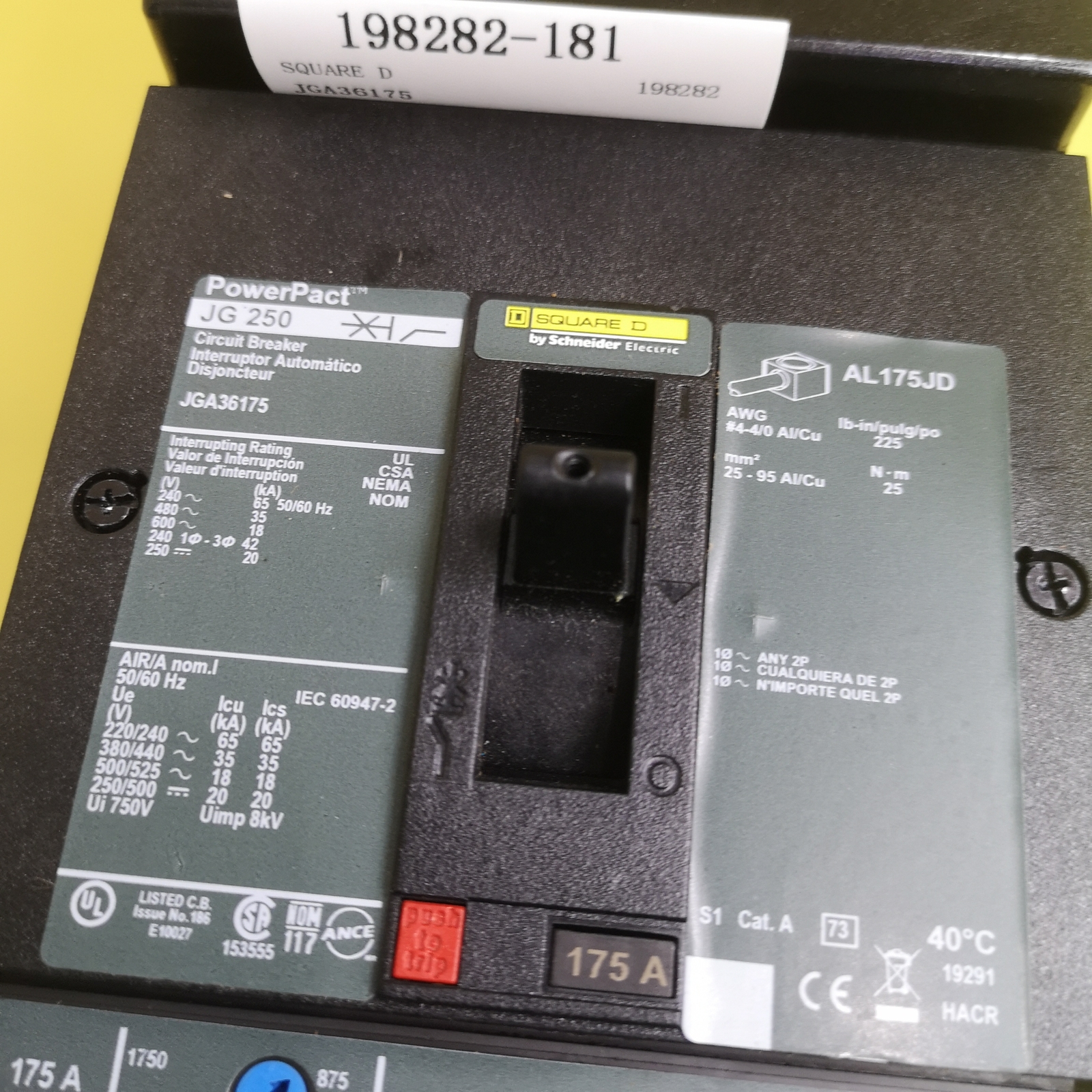 SQUARE D JGA36175 circuit breaker