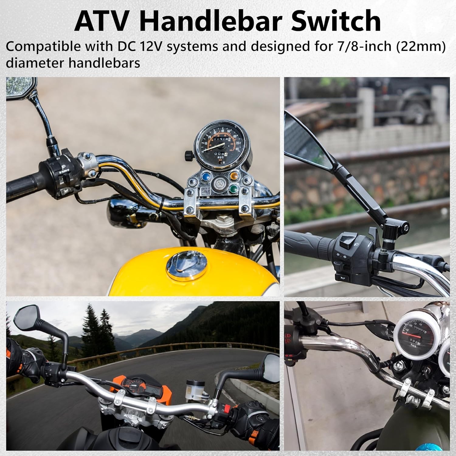 Motorcycle Handlebar Switch 12V, Waterproof Motorcycle Light Toggle Switch | Alu