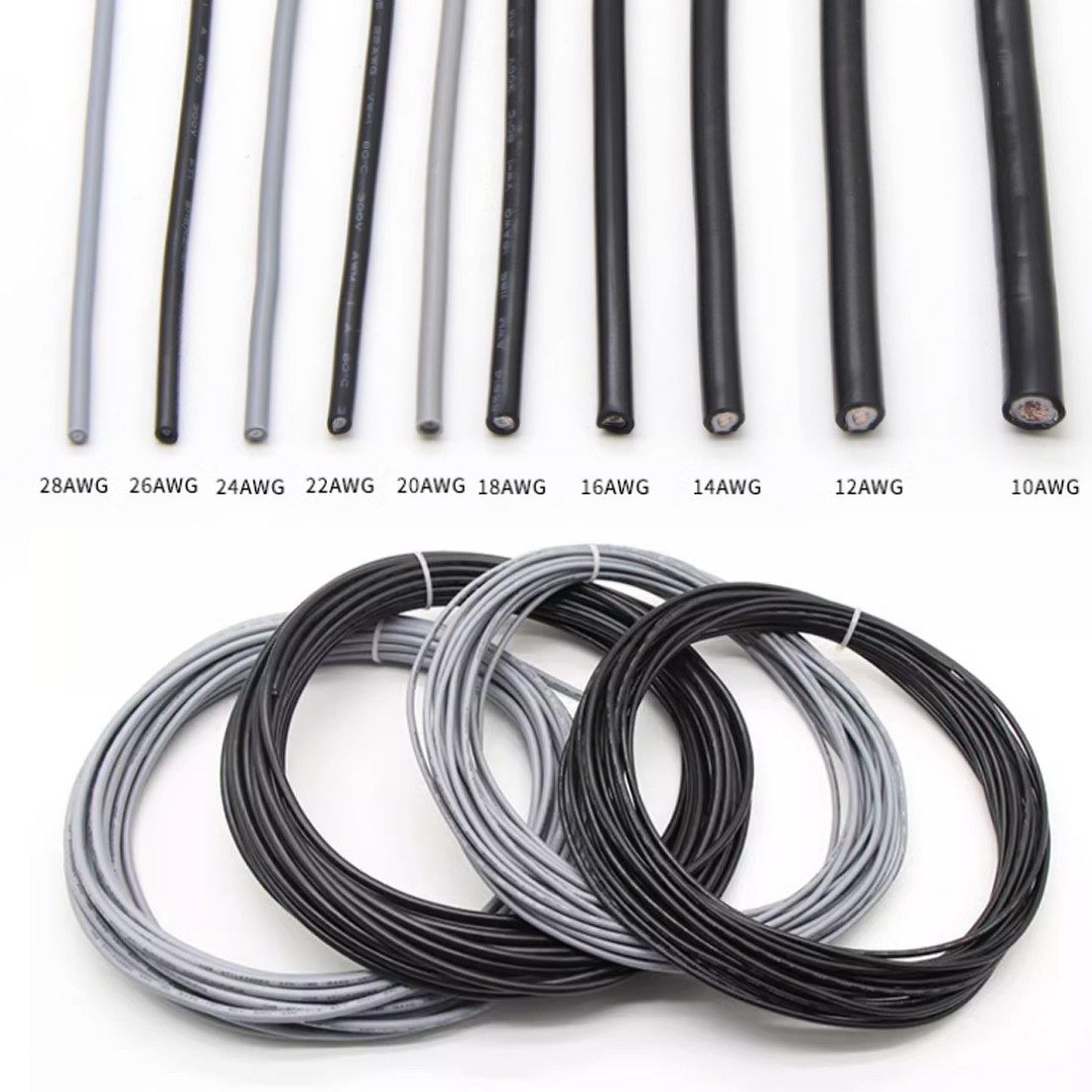 10/12/14~28 AWG Single Core Cable tinned copper Stranded Audio Wire OD 2.3-6.1mm