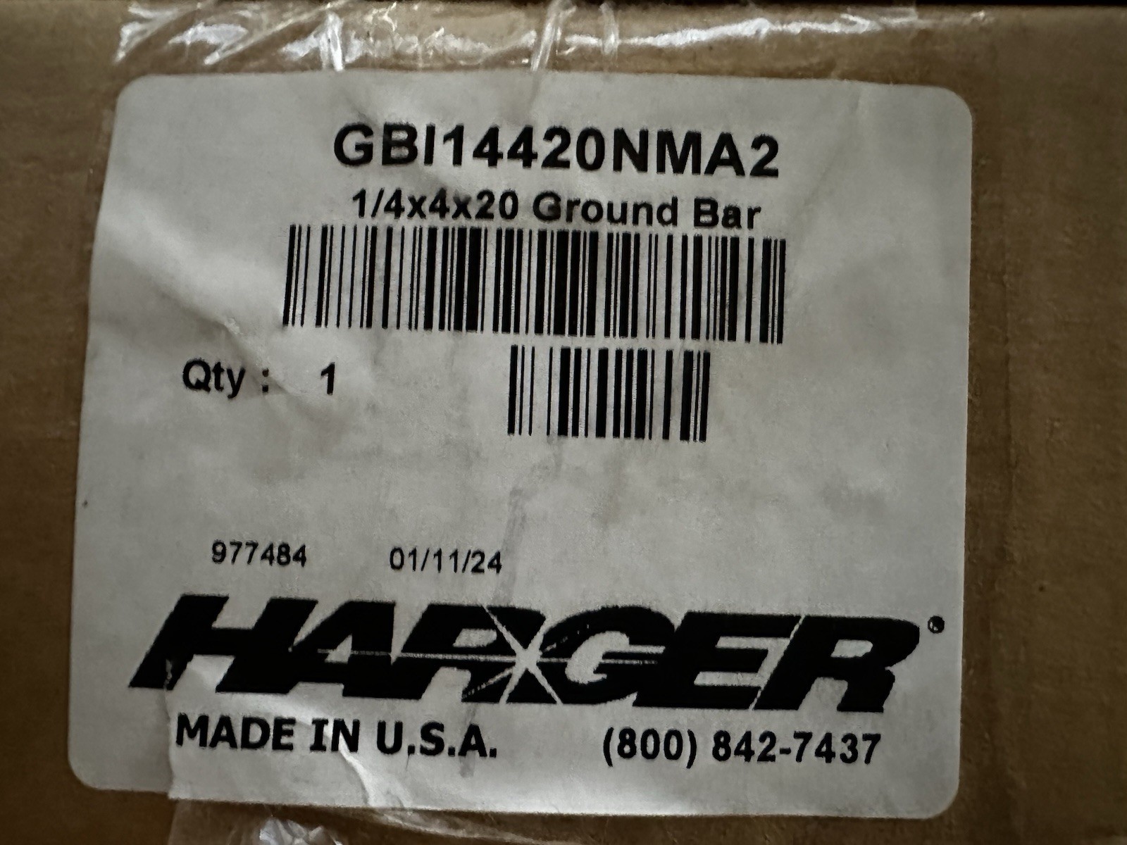 🔴HARGER GBI4420NMA2 Copper Ground Bar 1/4x4x20‼️