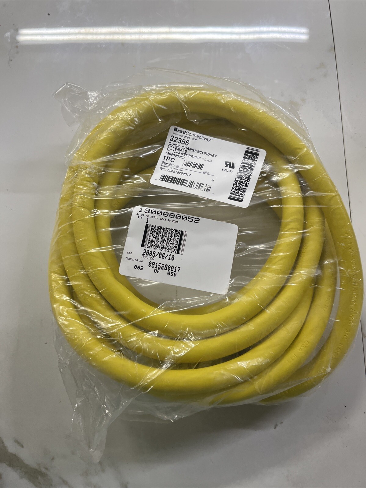 1300000052 WOODHEAD/BRAD CABLE, 32356, 3 PIN, 12-3 CORD, 12 Ft QUICK-CHANGE