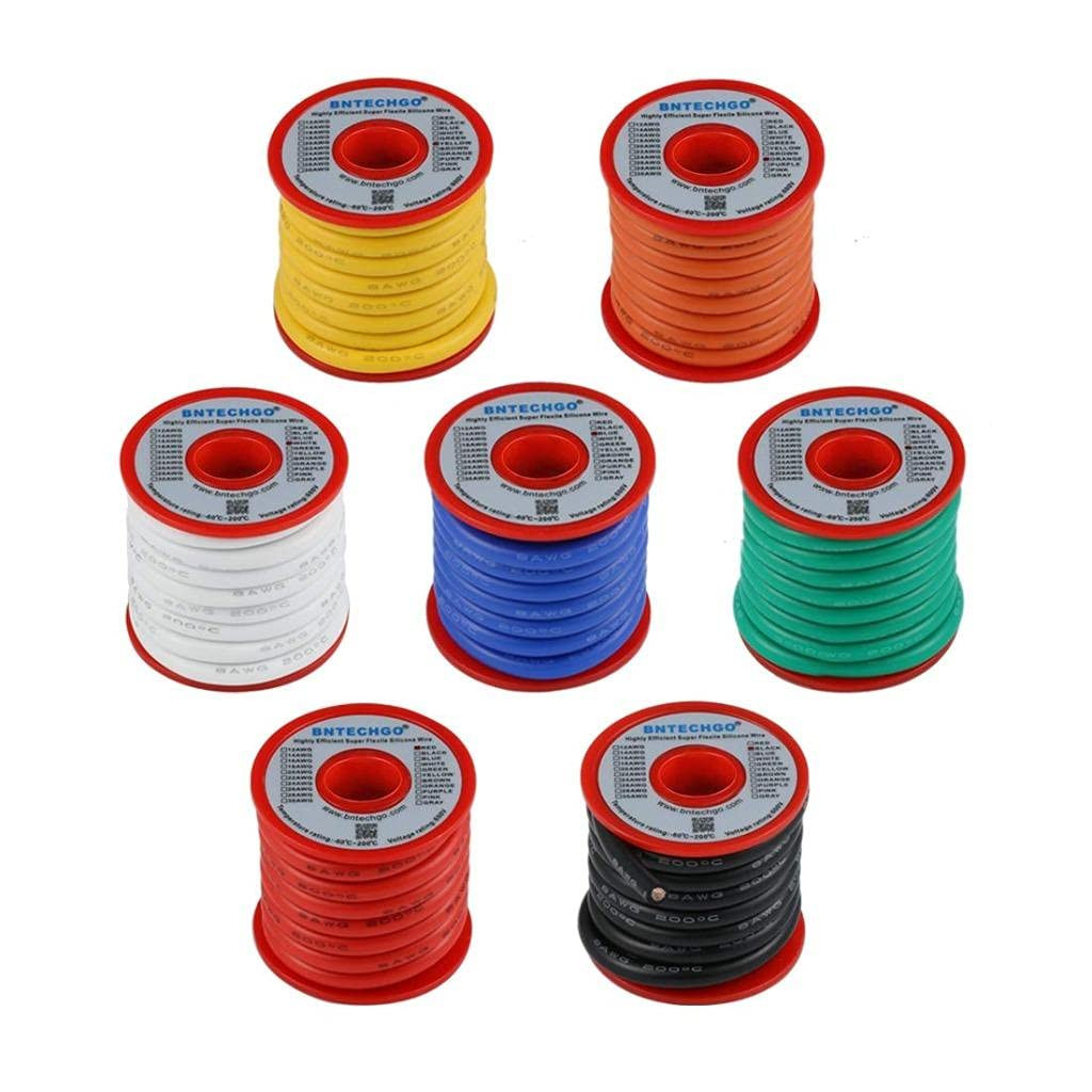 8 Gauge Silicone Wire Kit 2 Color Each 10 Ft Flexible 8 AWG Stranded Tinned Copp
