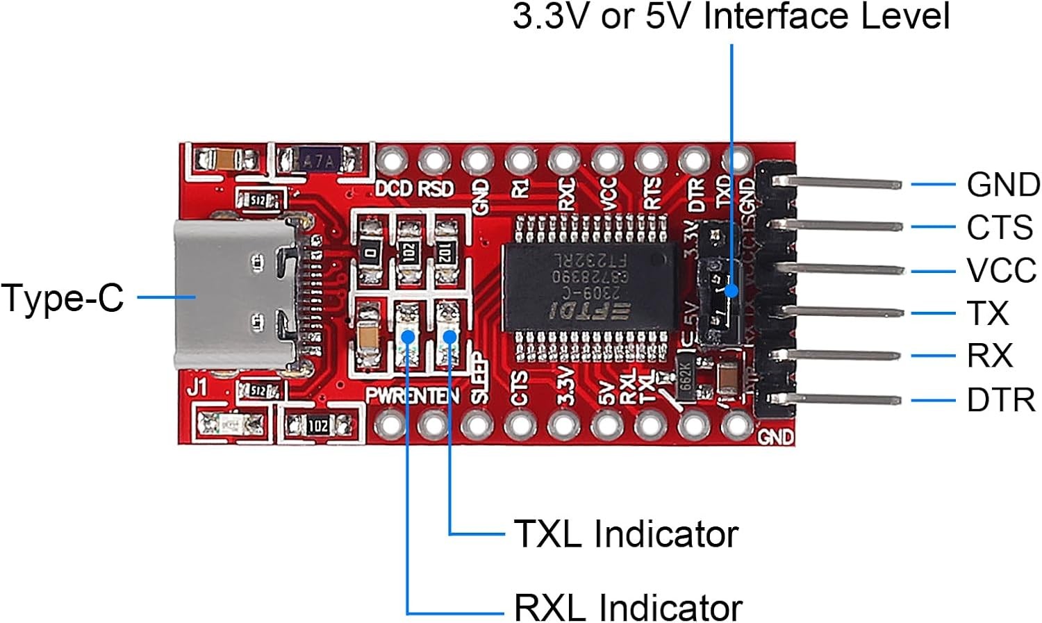 FT232RL 3.3V 5.5V FTDI USB to TTL Serial Adapter Module for Arduino C Type