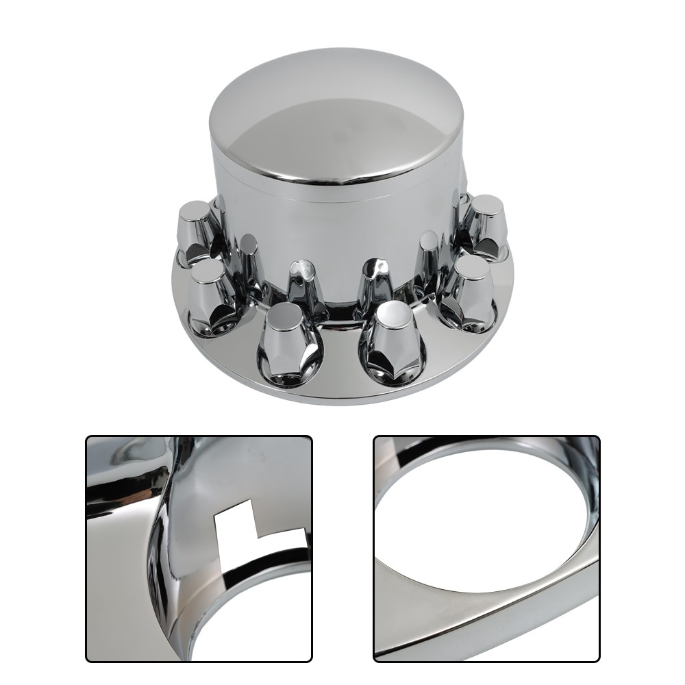 Chrome Rear Wheel Axle Hub Cover Kit Semi ABS 33mm Nut Covers Plastic Set of 4