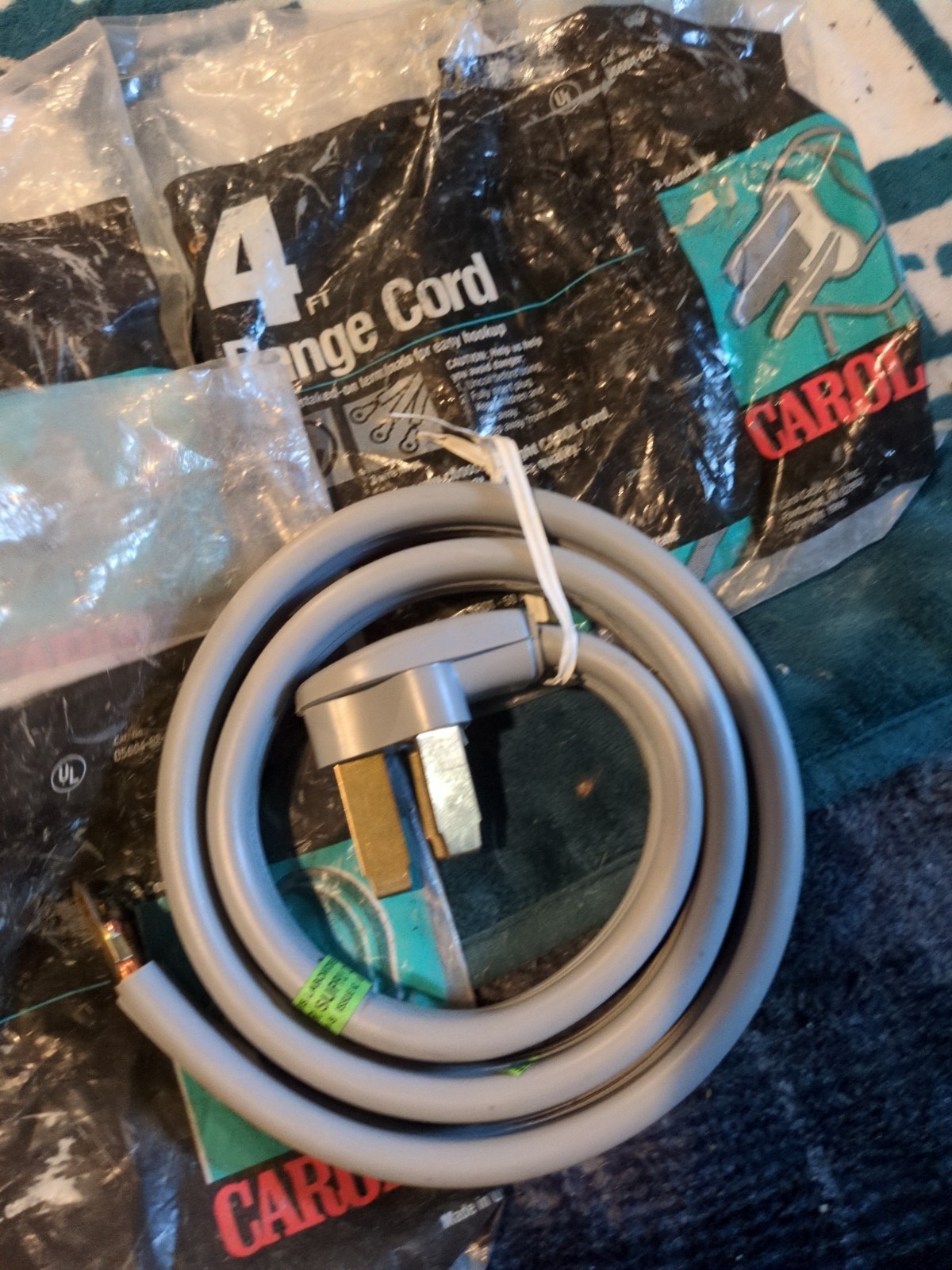 Range/Dryer Cord 4′ by Carol 05654-62-10 3 Prung Electrical Conductor NOS New