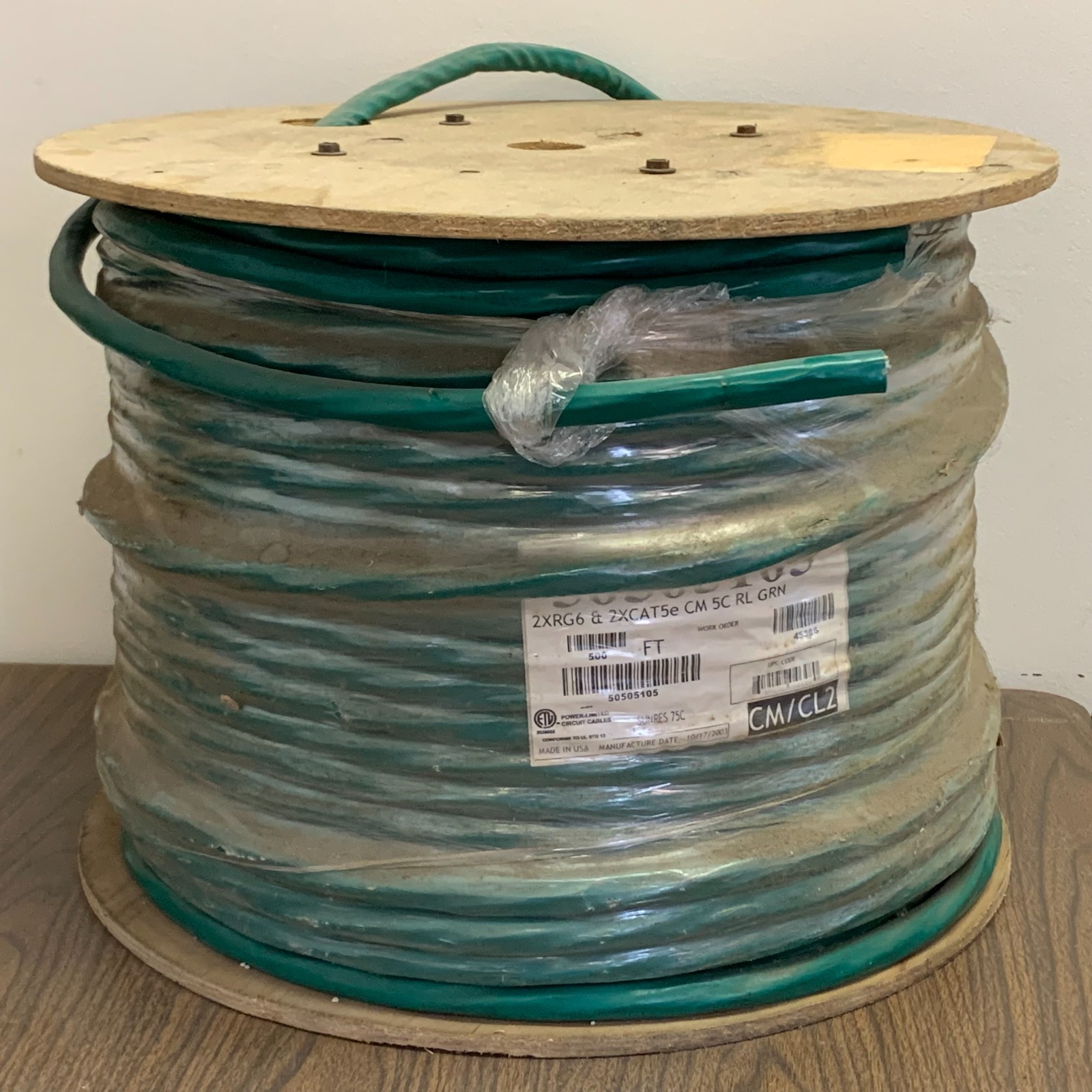 Genesis 5050 2xRG6Q + 2xCAT5e Multimedia Cable UV-Res Green/500ft 5050510