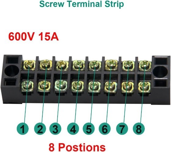 12pcs Terminal Block Strip 6 Sets 8 Position 600V 15A Screw Terminal Barrier