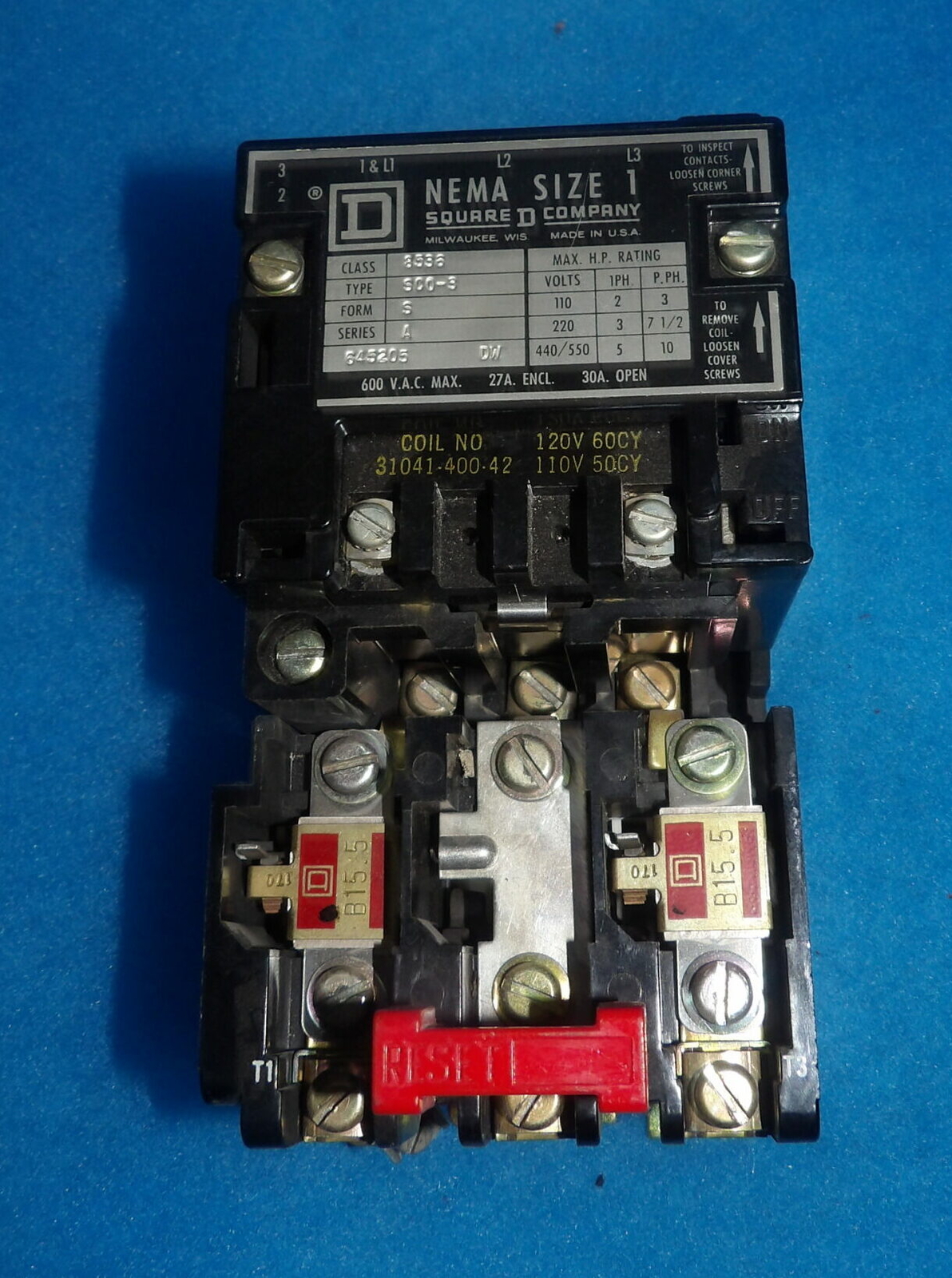 Square D 8536 SC0-3 Series A S Form Contactor + 1 Year Warranty