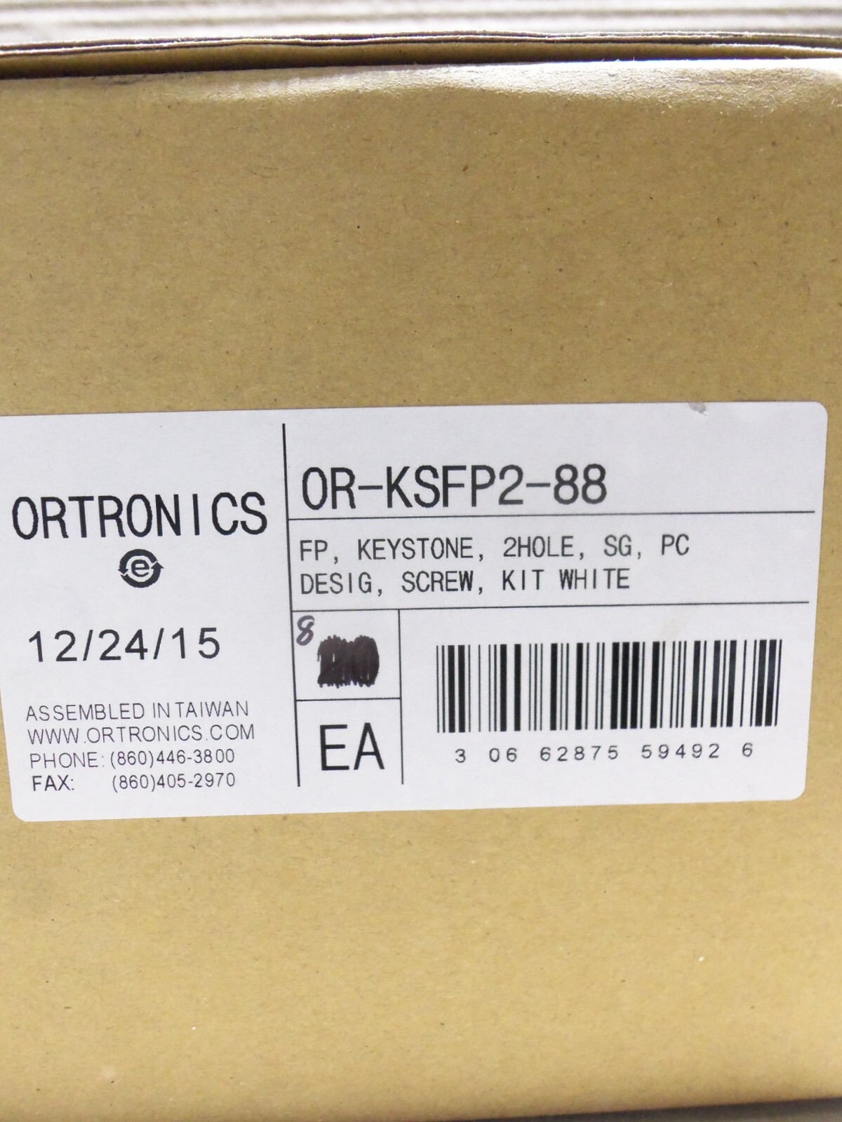 NEW LOT OF 8 ORTRONICS OR-KSFP2-88 FP KEYSTONE 2 HOLE SG WHITE