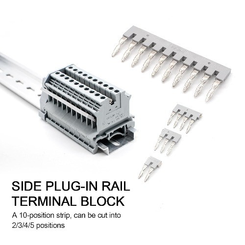 10 Pcs EB10 6 Terminal Bridge Connector DIN Rail Side Plug in Terminal Block