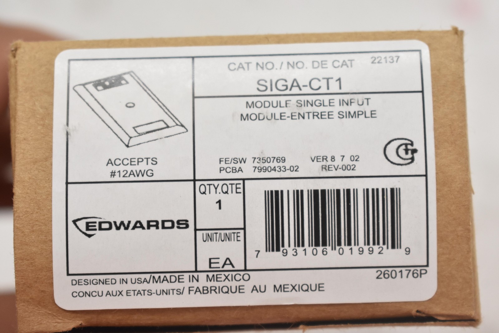 EST Edwards SIGA-CT1 Fire Alarm Single Input Module