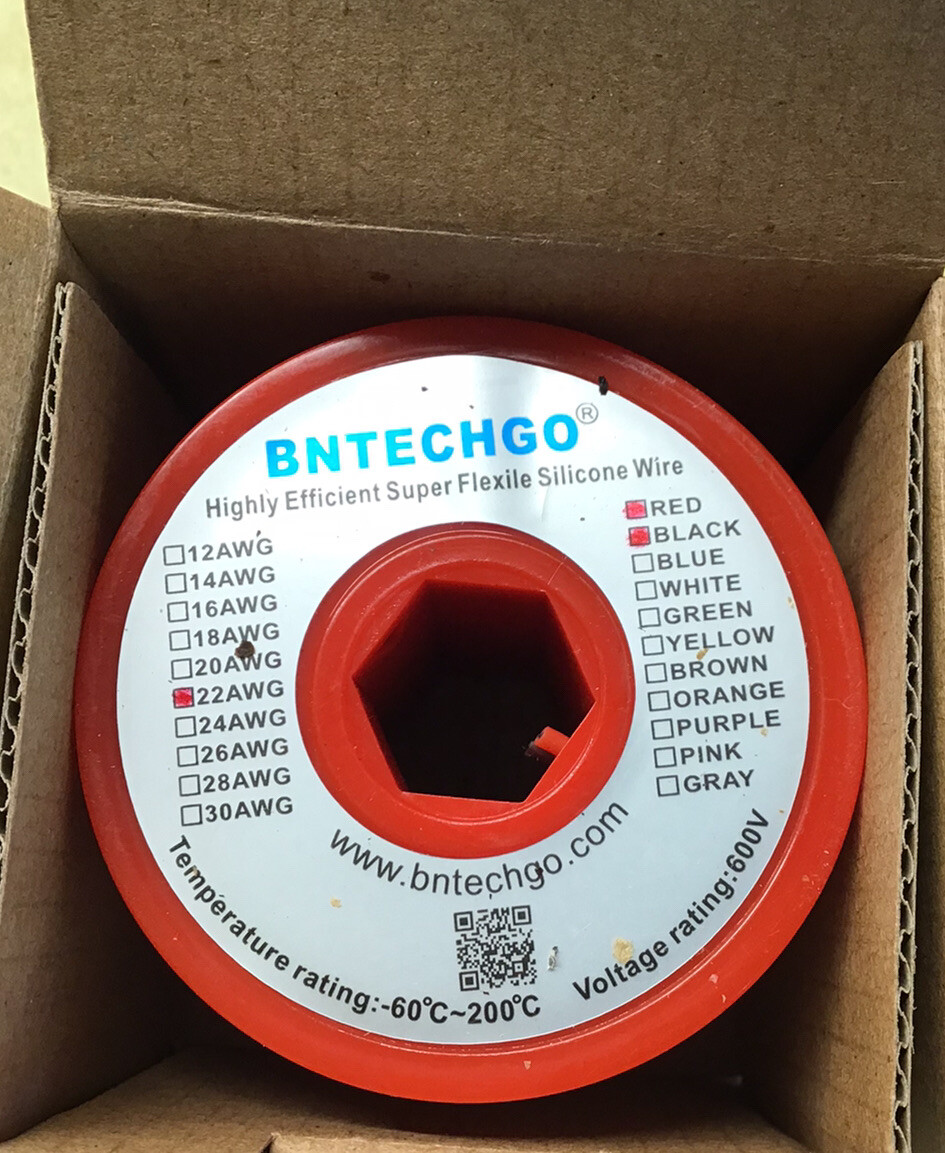 BNTECHGO 22 Gauge Silicone Wire Spool 25Ft Red / Black 22AWG NEW (a1)