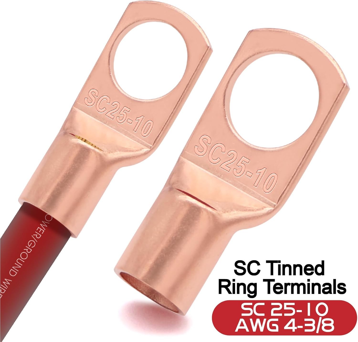 4 Gauge Wire (25ft Each- Black/Red) Copper Clad 50FT Wire, Black, Red