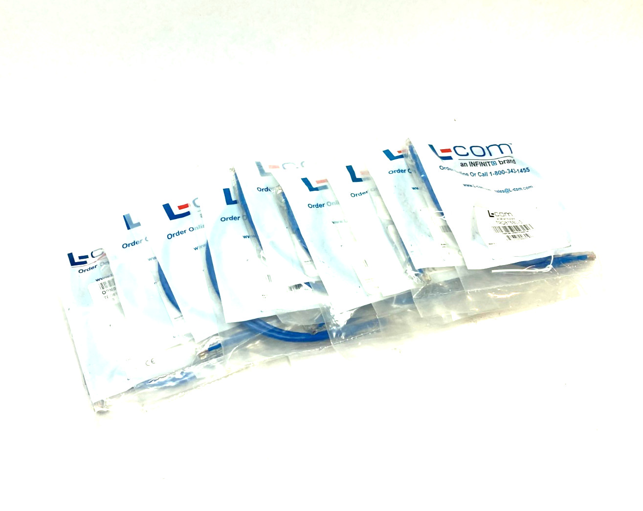 L-Com TRD815BL-3 Ethernet Patch Cable Cat5e Blue LOT OF 9