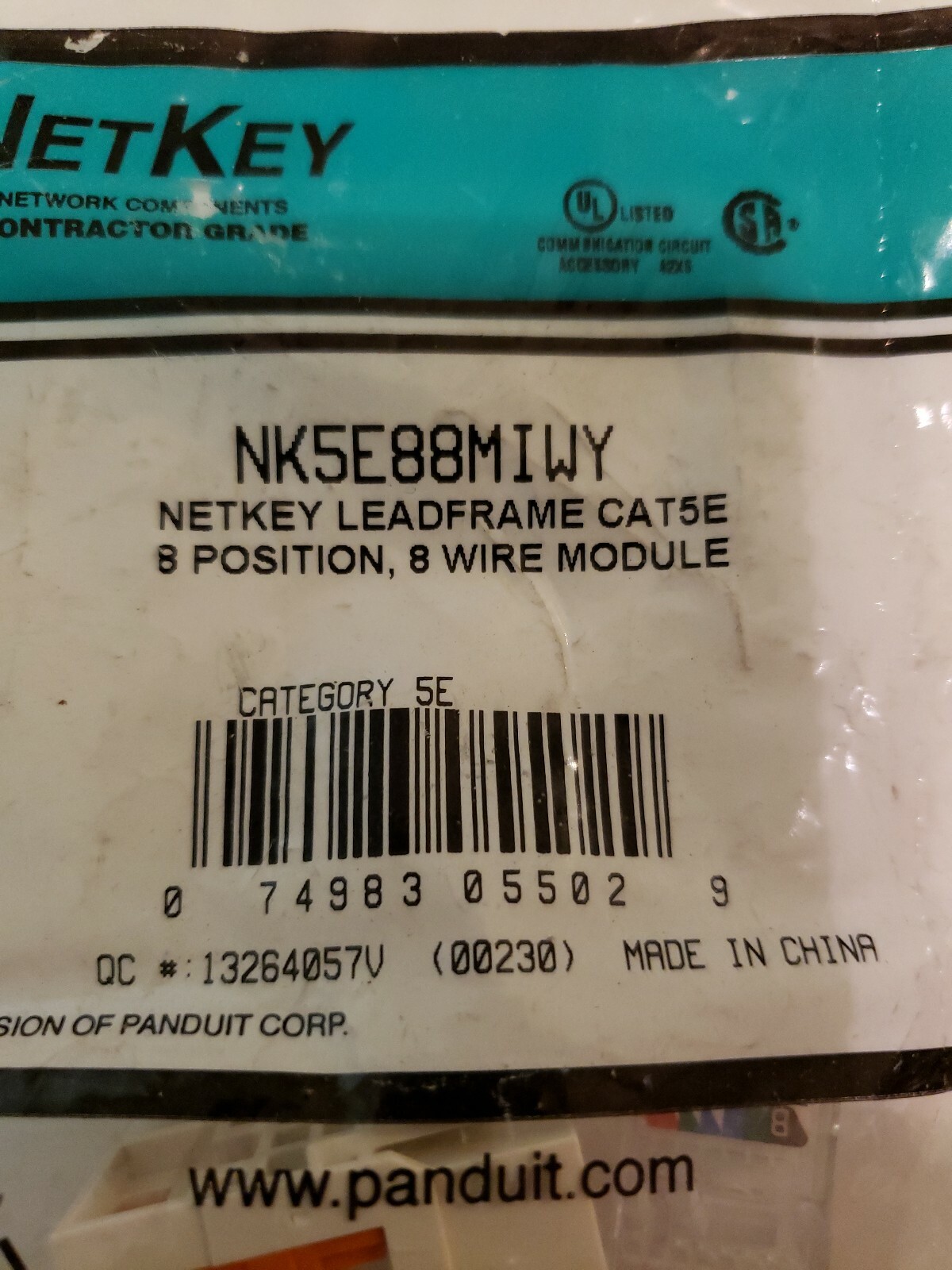 New Panduit NK5E88MIWY Netkey Leadframe Cat 5E