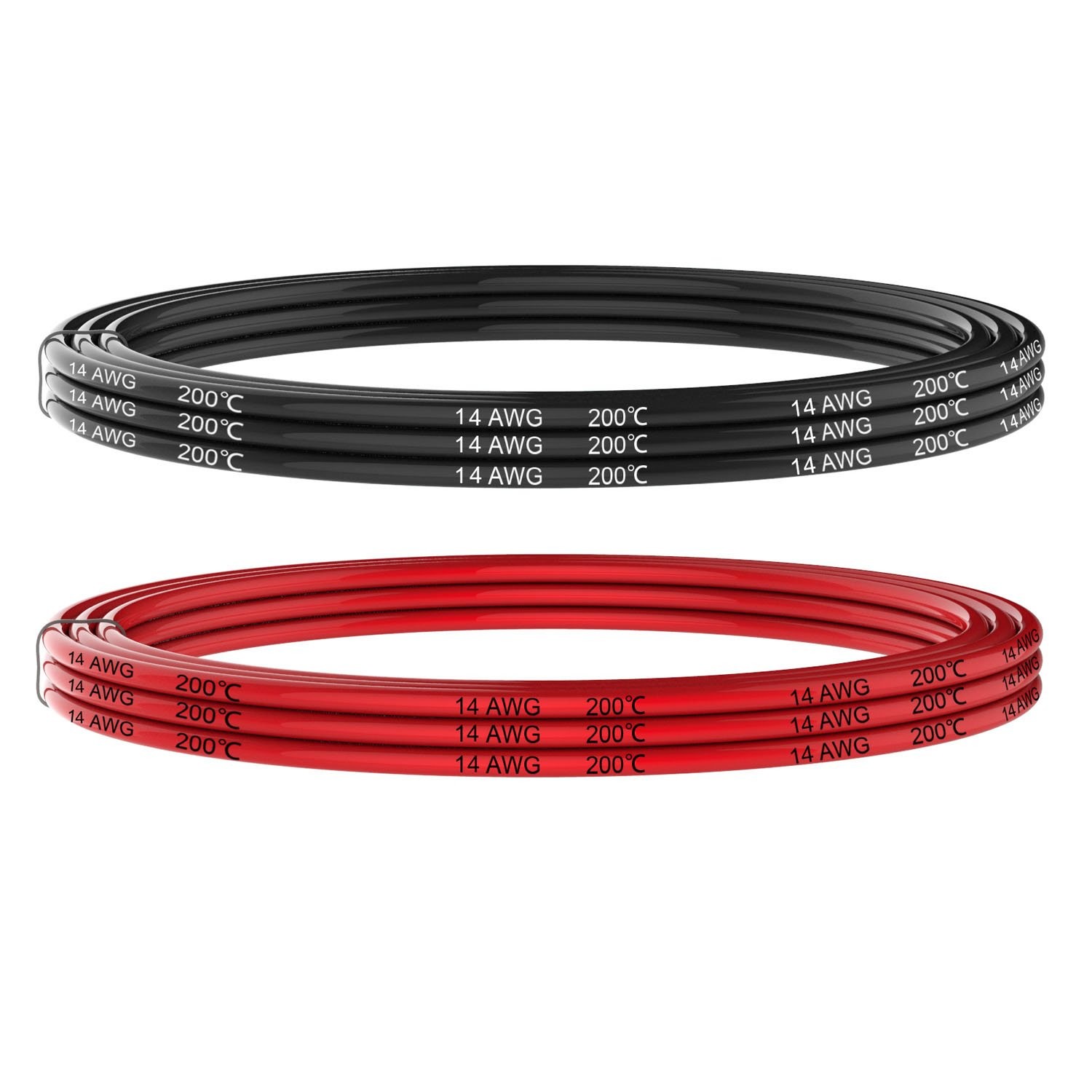 Hook Up Wire 14 Awg, 20 Feet Silicone, High Temp Resistant, Red Black