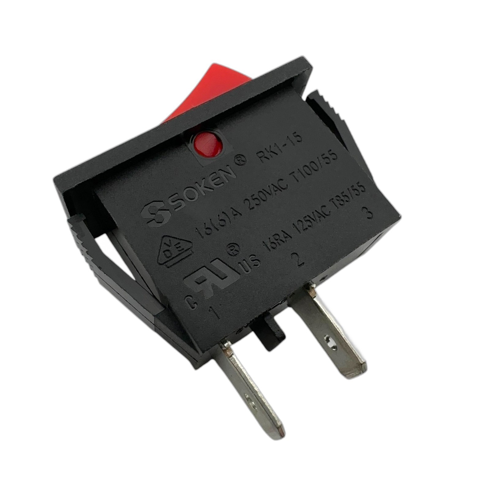 SOKEN RK1-15 Red Rocker Switch 2 Positions 2-Pins 16A 250VAC