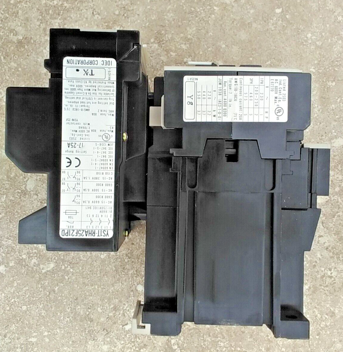 YS1T-RHA25F21PD & YS3N-9FG2 IDEC DIN Rail Thermal Overload Relay